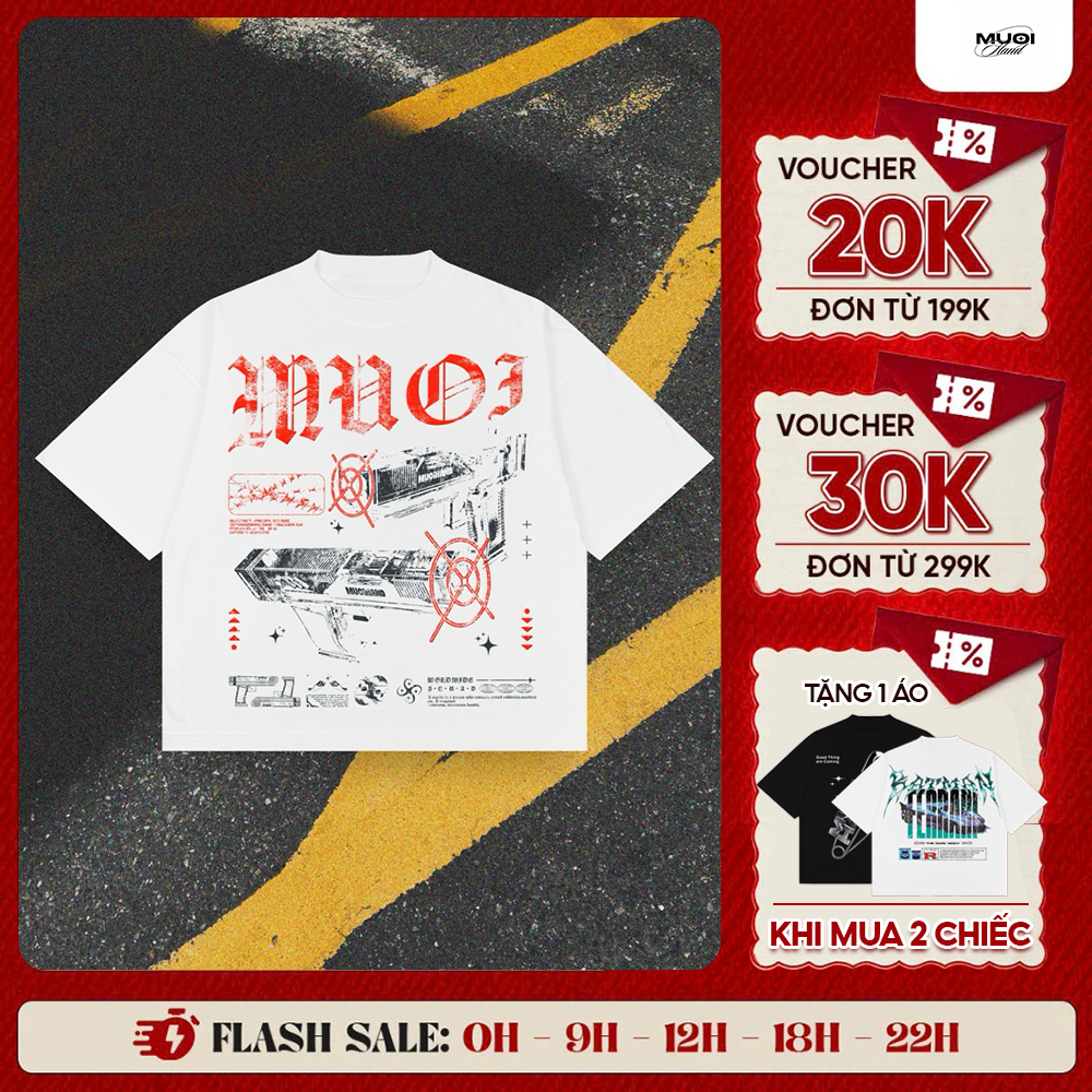 Áo Thun Form Big Boxy Cotton 100% - 270gsm - "GUN" - Local Brand MUOIHAND