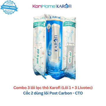 Bộ 3 lõi lọc nước Karofi 123 CTO Smax với lõi CTO lưới (trên lõi ghi số 3) dùng cho model S-S038, O-P1310, X39, O07