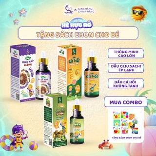Combo 3 Dầu Ăn Dặm 30ML Cá Hồi, Oliu Sachi Và Chiên Xào 5 Hạt Quý NutriAZ Cho Bé Phát Triển Toàn Diện Nhập Khẩu Châu Âu