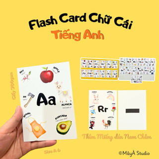 Flashcard Học Liệu Bảng Chữ Cái Tiếng Anh Size A6 Giấy Matte không loá kèm Nam Châm Tiện lợi đồ chơi cho bé