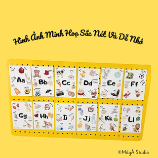 Flashcard Học Liệu Bảng Chữ Cái Tiếng Anh Size A6 Giấy Matte không loá kèm Nam Châm Tiện lợi đồ chơi cho bé