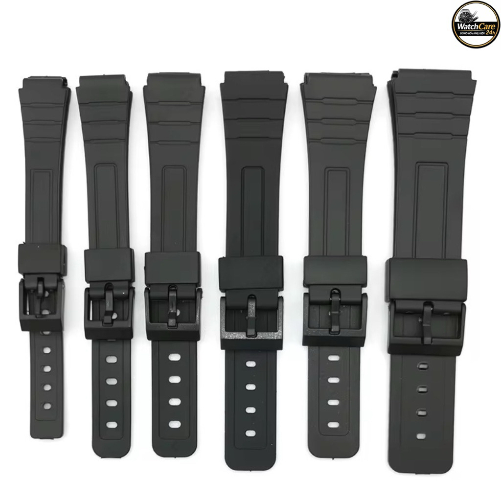 Dây Casio Cao Su Mềm Cao Cấp Màu Đen Đủ Size Thay Thế Đồng Hồ Nam Nữ