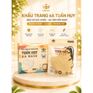 Khẩu Trang 6A Tuấn Huy Kháng Khuẩn Hiệu Quả- Thoáng Khí- Lọc Bụi Mịn-Êm Mềm