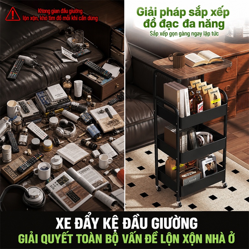 Xe Đẩy Spa để đồ không cần lắp đặt thiết có thể gập lại kệ để đồ đa năng phòng ngủ thép