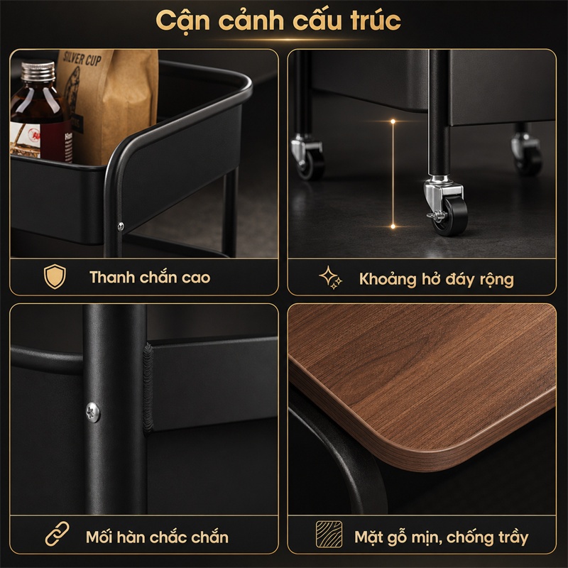 Xe Đẩy Spa để đồ không cần lắp đặt thiết có thể gập lại kệ để đồ đa năng phòng ngủ thép