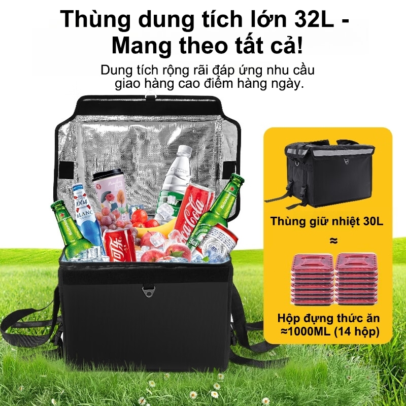 Túi Giữ Nhiệt Giao Hàng dùng cho shipper Túi giao hàng 22L 32L 48L 62L (Tặng Kèm Dây Đeo Vai)