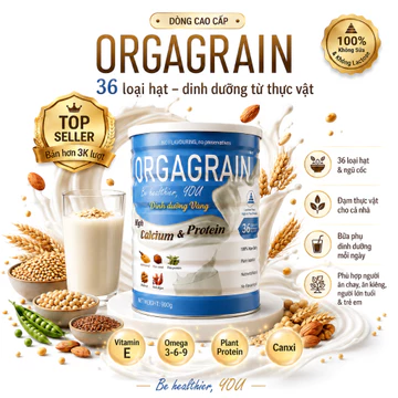 Sữa Hạt Giàu Đạm - Sữa 36 loại hạt Orgagrain - Đạm Thực Vật Cao Cấp - Không Hương Liệu - Không đường tinh luyện