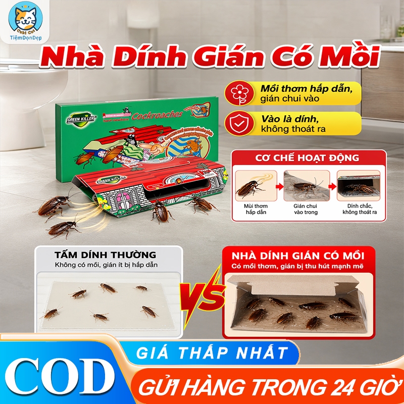 Bẫy diệt gián trong nhà - Có mồi, keo dính chắc - Diệt sạch ổ gián - An toàn gia đình - Cubi