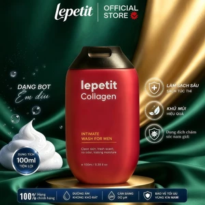 Lepetit Nước rửa vùng kín nam 100ml dưỡng collagen kháng viêm làm sạch sâu lưu hương thơm suốt ngày