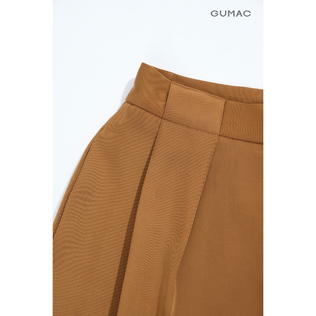 Quần Tây Nữ Ống Rộng GUMAC Phía Trước Chiết Ly Bản Lưng Có Đỉa To Cách Điệu QF07026