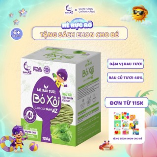 Mì Ăn Dặm Bó Xôi Cao Cấp NutriAZ Rau Tươi Cho Bé Ăn Dặm Từ 6 Tháng Bổ Sung Vitamin Và Chất Xơ, 120g