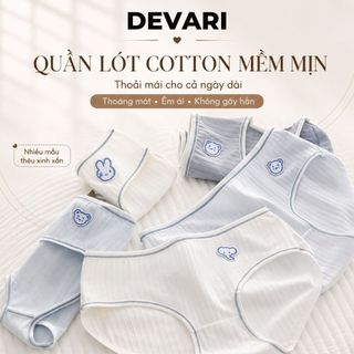 Quần lót nữ cotton kháng khuẩn khử mùi cạp vừa- Quần chip nữ họa tiết xinh xắn dễ thương DEVARI L861