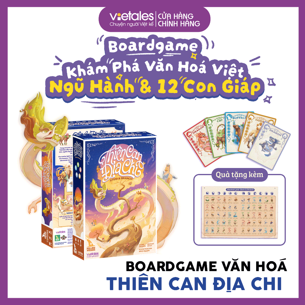 Thiên Can Địa Chi - Boardgame Trí Tuệ & Chiến Thuật 12 Con Giáp, Ngũ Hành - Gắn Kết Bạn Bè Và Gia Đình