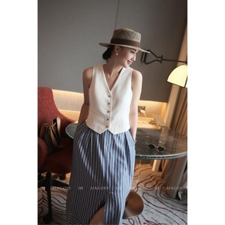Áo gile dáng suông basic HAGOO 2 lớp chất liệu linen phong cách lịch sự trang trọng [A8167]