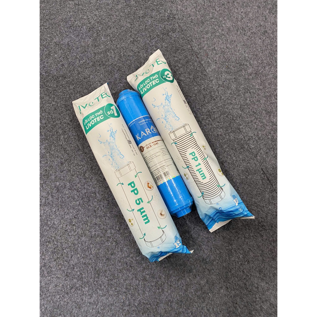 Combo 3 Lõi Lọc Nước Karofi 123 Dòng Smax Duo Với Lõi Số 2 OCB Nhỏ cắm nhanh dùng cho các máy N-e 239, B930 Karofi