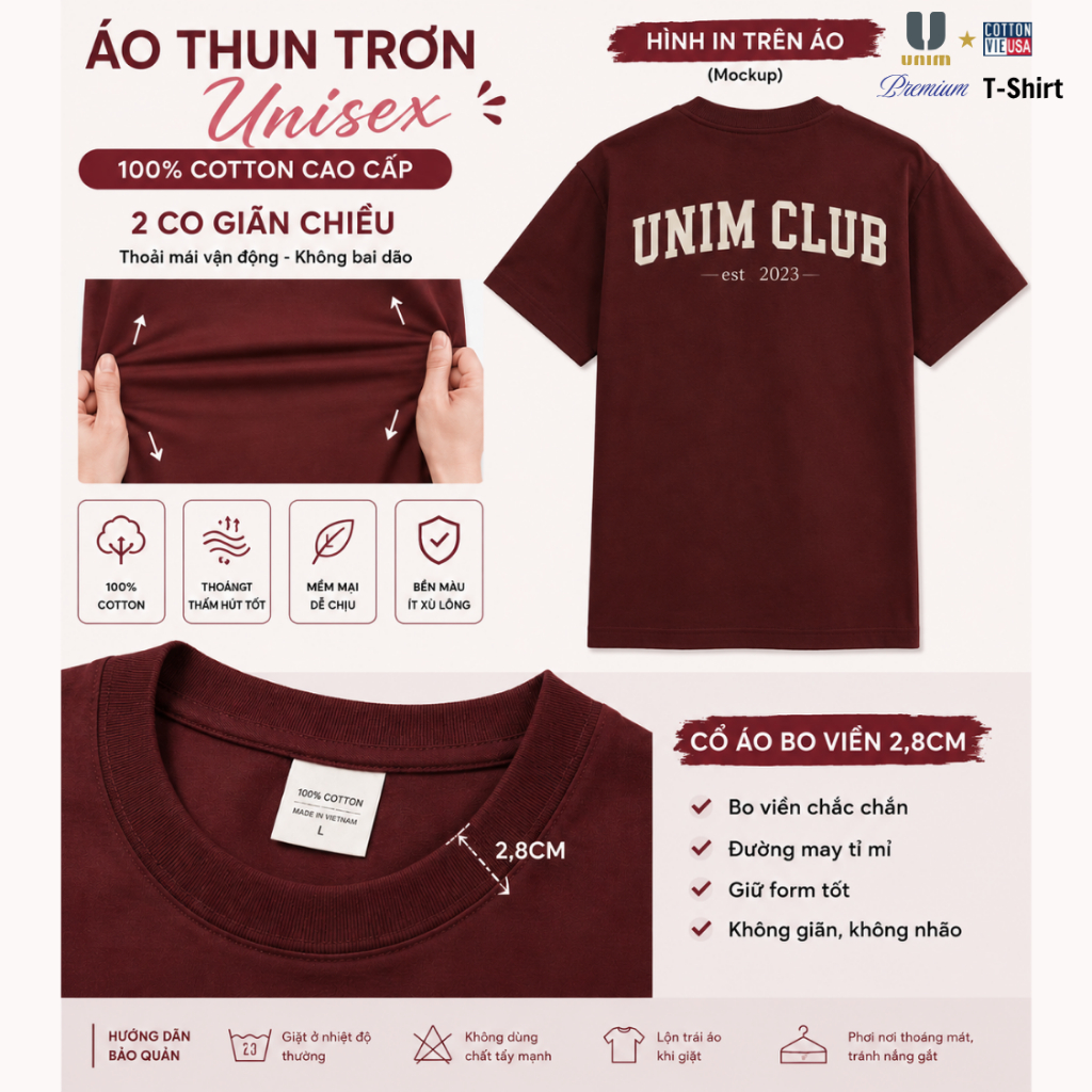 [21 Màu 250 GSM Hỏa tốc HN] Áo Thun Trơn Oversize Form Rộng Áo Boxy Basic Unisex Unim Club Cotton Việt Cao Cấp