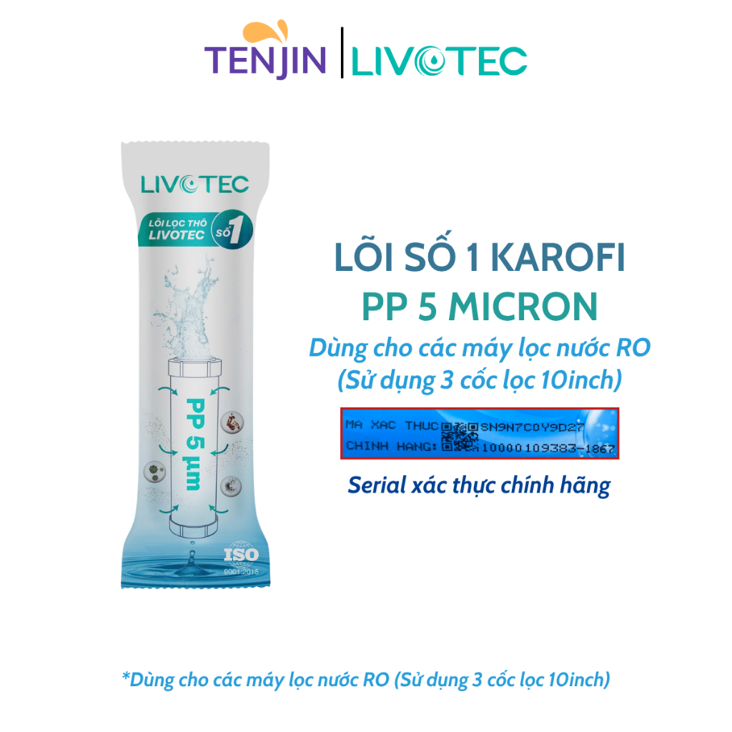 Combo 3 Lõi Thô 123 Smax Duo Karofi (Lõi 2 Cation To) Giúp Làm Mềm Nước Cứng, Lọc Sơ Bộ Và Bảo Vệ Màng RO