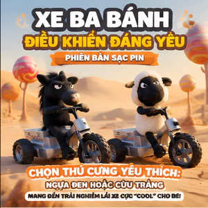 Xe 3 Bánh Điều Khiển Từ Xa Hình Cừu/Ngựa Dễ Thương – Phiên Bản Sạc Pin, Đồ Chơi RC Cho Bé