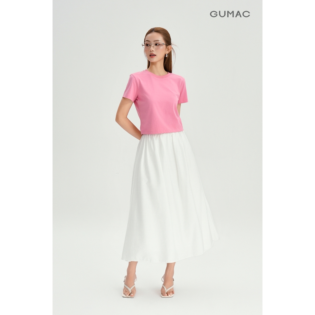 Chân Váy Nữ GUMAC Form A Xòe Có Nhún Eo Hai Lớp Có Túi Sườn VF12033