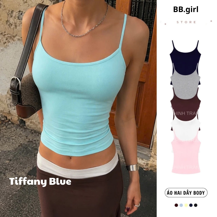 Áo Hai Dây Nữ Basic Ôm Body Chất Thun Cotton Co Giãn Mềm Mỏng Nhiều Màu - BBgirl Store