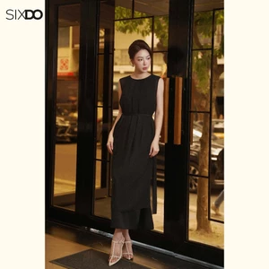 Đầm suông đen chiffon sát nách SIXDO (Black Chiffon Loose Dress)