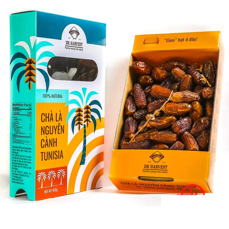 [HỘP 450G] Chà Là Nguyên Cành DK Harvest - Nhập Khẩu Tunisia | Tự Nhiên, Dẻo Ngọt, Giàu Dinh Dưỡng, Tốt Cho Sức Khỏe