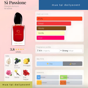 Nước hoa Sì Pasione GA100ml| Nước hoa Sì đỏ| Nước hoa nữ | nước hoa mùi trái cây| Dailyscent