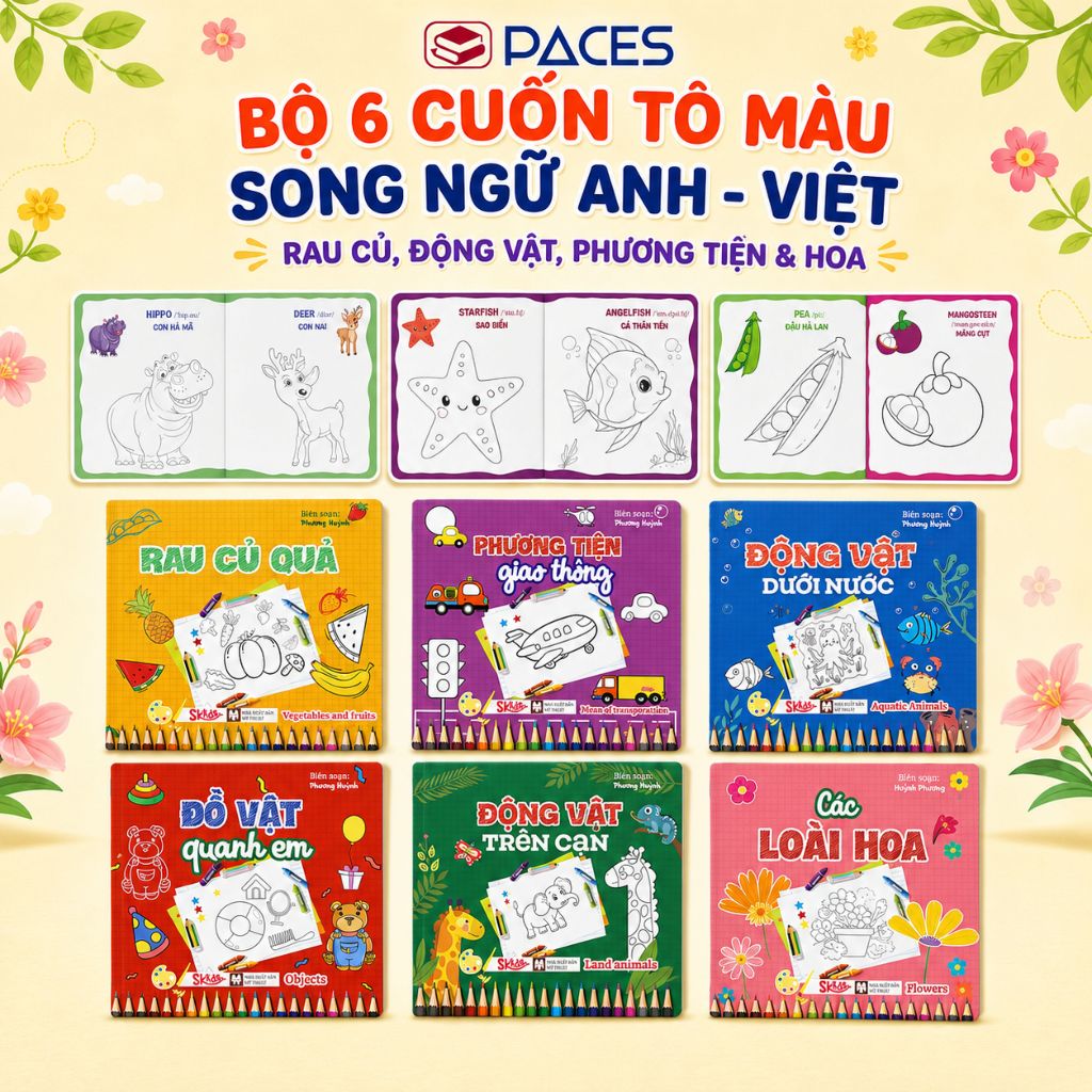 Sách - Bộ 6 Cuốn Sách Tô Màu Thông Minh 6 Chủ Đề Quanh Bé - SGAME