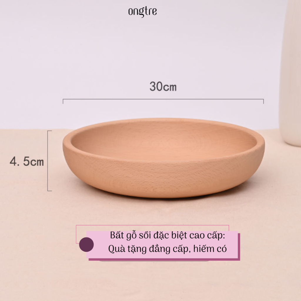 Bát Gỗ Nguyên Khối ONGTRE Cao Cấp - Bát Salad, Tô Gỗ Đựng Trái Cây, Quà Tặng, Ăn Healthy, Salad wood bowls