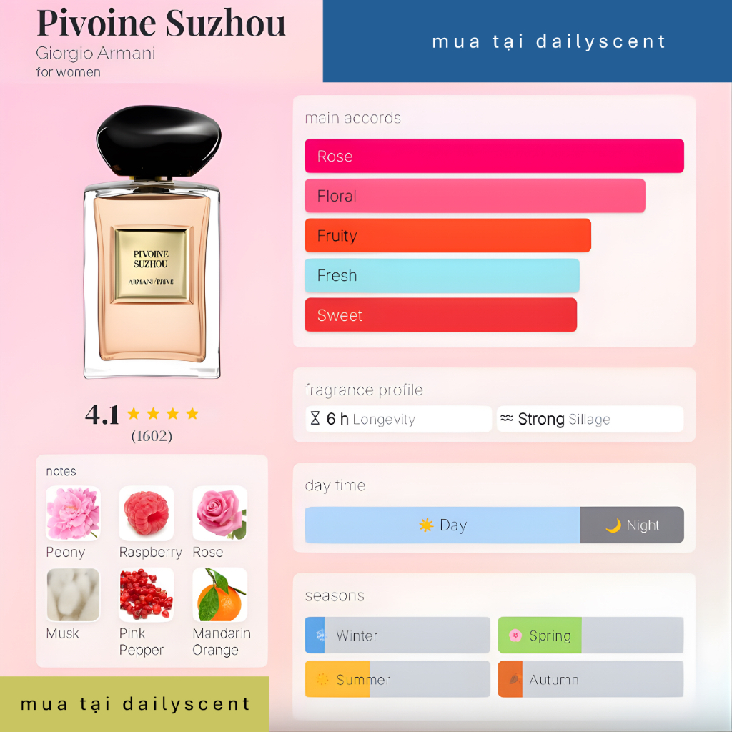 Nước hoa Pivoine Suzhou 100ml EDT GA | Nước hoa Pivoine Suzhou Nhũ| Nước hoa nữ| Nước hoa mùi mẫu đơn| Dailyscent
