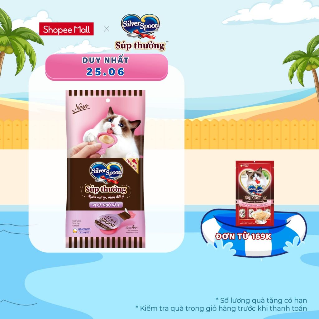 Súp Thưởng Silver Spoon Dạng Thìa Cho Mèo Vị Cá Ngừ/Vị Cá Ngừ Vằn/Vị Thịt Gà/ Hải Sản/Cá Hồi (40g/gói)
