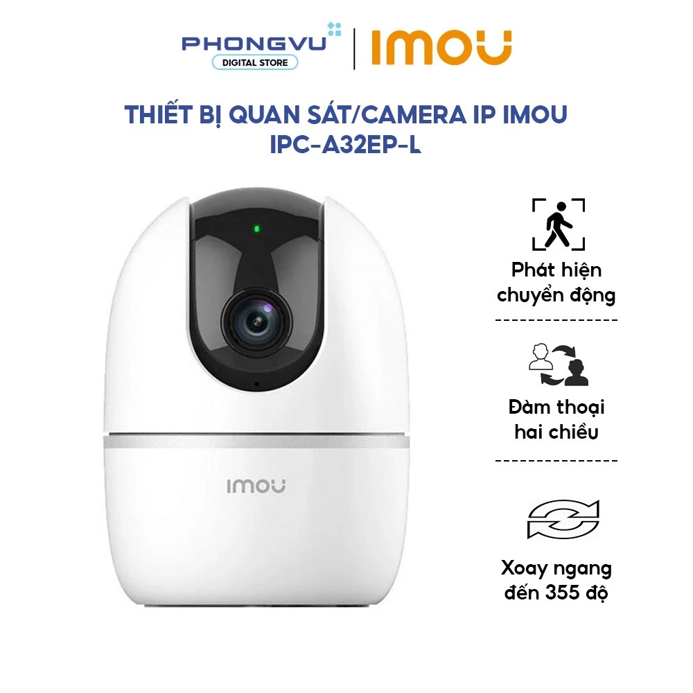 Camera Wifi IMOU A32EP 2K 3MP - Quay Quét 355°, AI Phát Hiện Người, Đàm Thoại 2 Chiều - Bảo Hành 24 Tháng