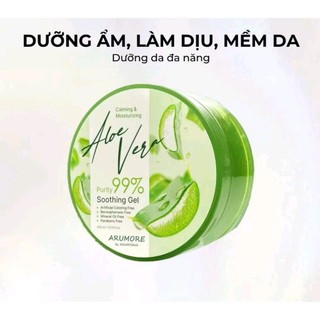 [CHÍNH HÃNG] Gel Lô Hội Dưỡng Ẩm Đa Năng Arumore Aloe Vera Làm Dịu Tức Thì Cấp Ẩm Phục Hồi Da Mềm Mịn 99% 300ml