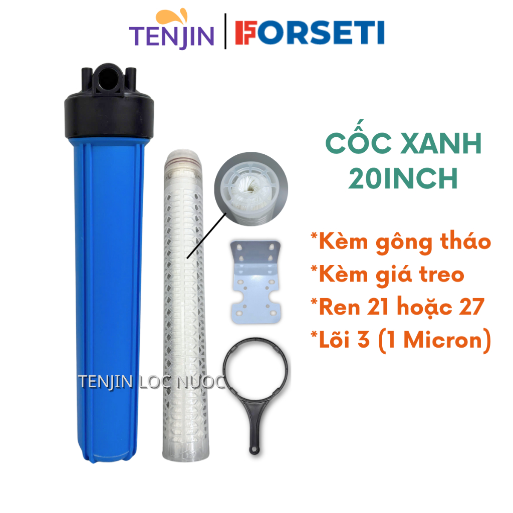 Cốc Lọc Đầu Nguồn 20 Inch Gầy Sử Dụng Lõi PVDF Siêu Lọc, Lọc Sinh Hoạt , Vi Khuẩn, Vi rút