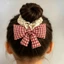 Dây Buộc Tóc Srunchies Phối Nơ Caro Cỡ Lớn Phong Cách Vintage Hàn Quốc Đáng Yêu Cho Nữ