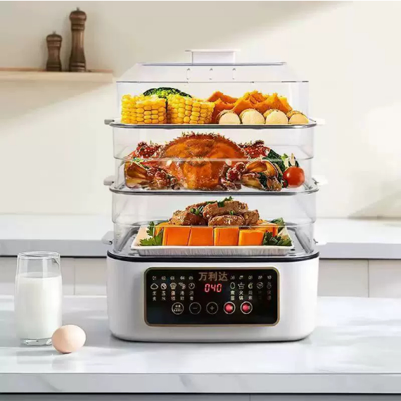 Nồi Hấp Điện 32L  Cao Cấp Đa Chức Năng 3 Tầng Inox, Gia Dụng Tủ Hấp Công Suất Lớn, Có Hẹn Giờ G16