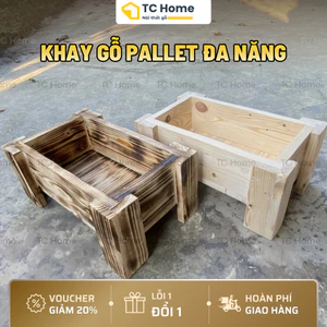 Khay Gỗ Pallet Chữ Nhật Đa Năng - Chậu Trồng Cây Sen Đá Gỗ Thông Decor Trang Trí - TC Home