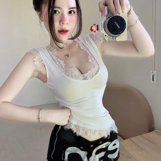 Áo Ba Lỗ Phối ren Kiểu Cách Cổ V khoét Sexy SAng Chảnh