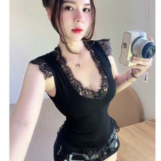 Áo Ba Lỗ Phối ren Kiểu Cách Cổ V khoét Sexy SAng Chảnh