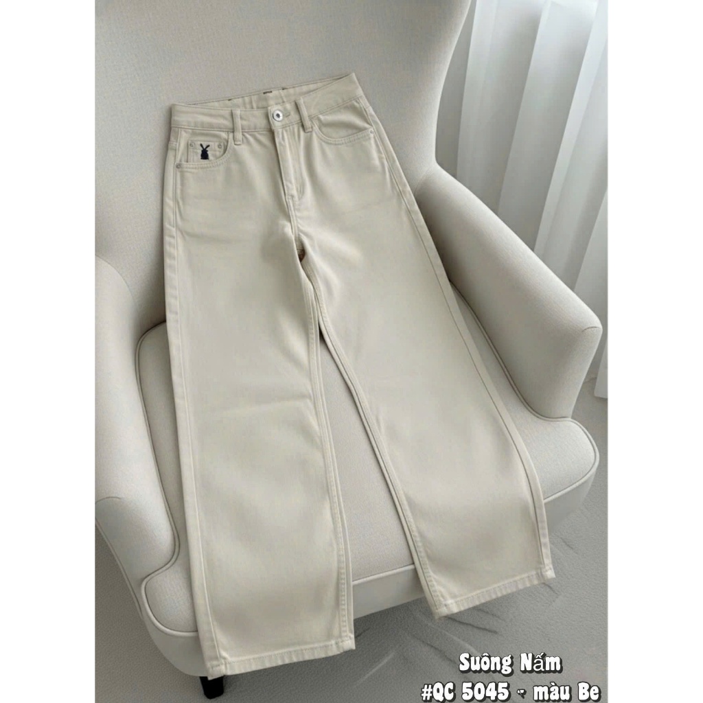 Quần Jean Nữ Bigsize Ống Suông Rộng 55–90kg Lưng Cao, Quần Bò Nữ Ống Rộng Dáng Xuông QC5045