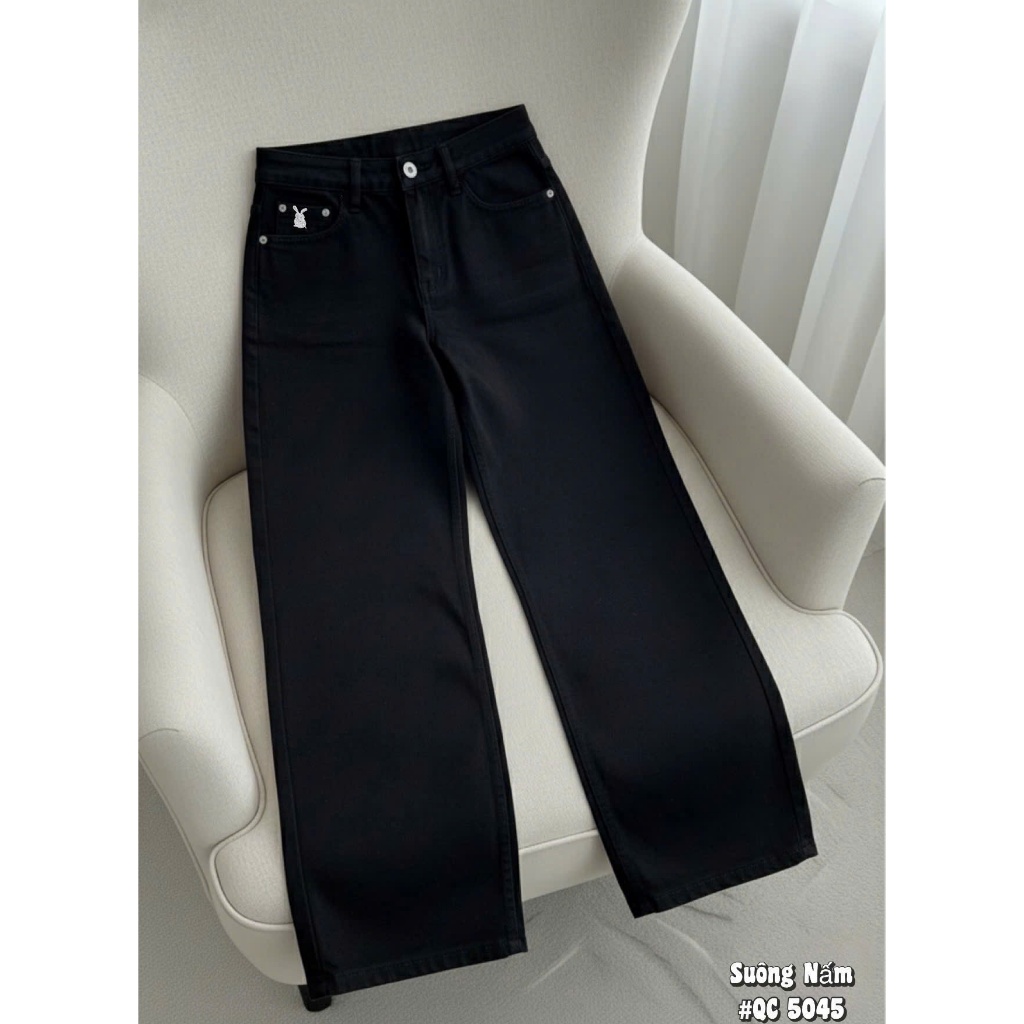 Quần Jean Nữ Bigsize Ống Suông Rộng 55–90kg Lưng Cao, Quần Bò Nữ Ống Rộng Dáng Xuông QC5045