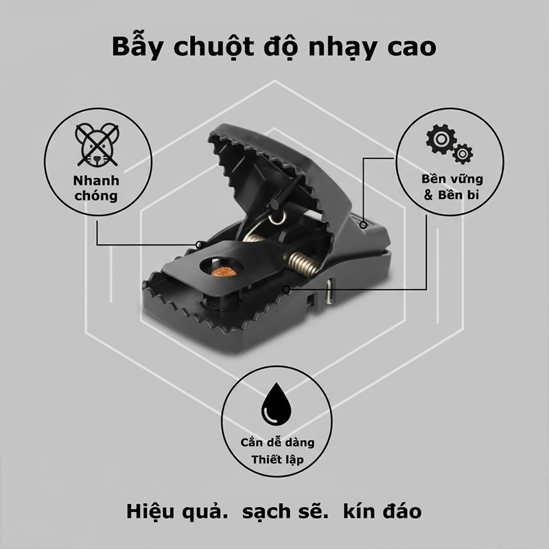 Bẫy chuột tự động - Siêu nhạy, bền chắc - Dùng trong nhà và ngoài trời