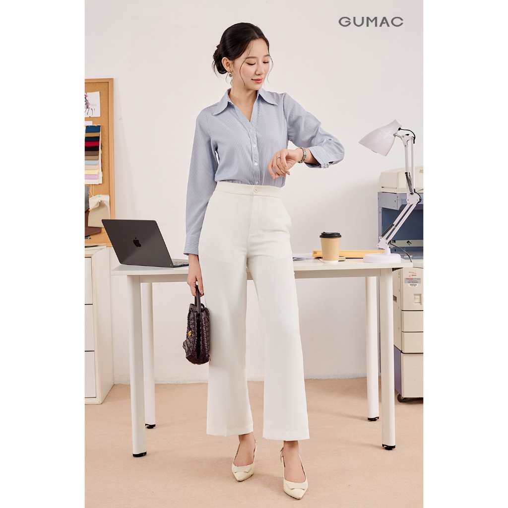Quần Tây Nữ Ống Suông GUMAC Cơ Bản Chất Liệu Cotton Silk Mềm Mịn Tôn Dáng Thanh Lịch QF08032