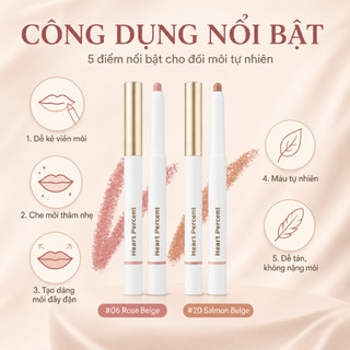 Chì Kẻ Môi Heart Percent 06 Rose Beige 20 Salmon Beige Tạo Nền Son Mịn Viền Môi Đẹp