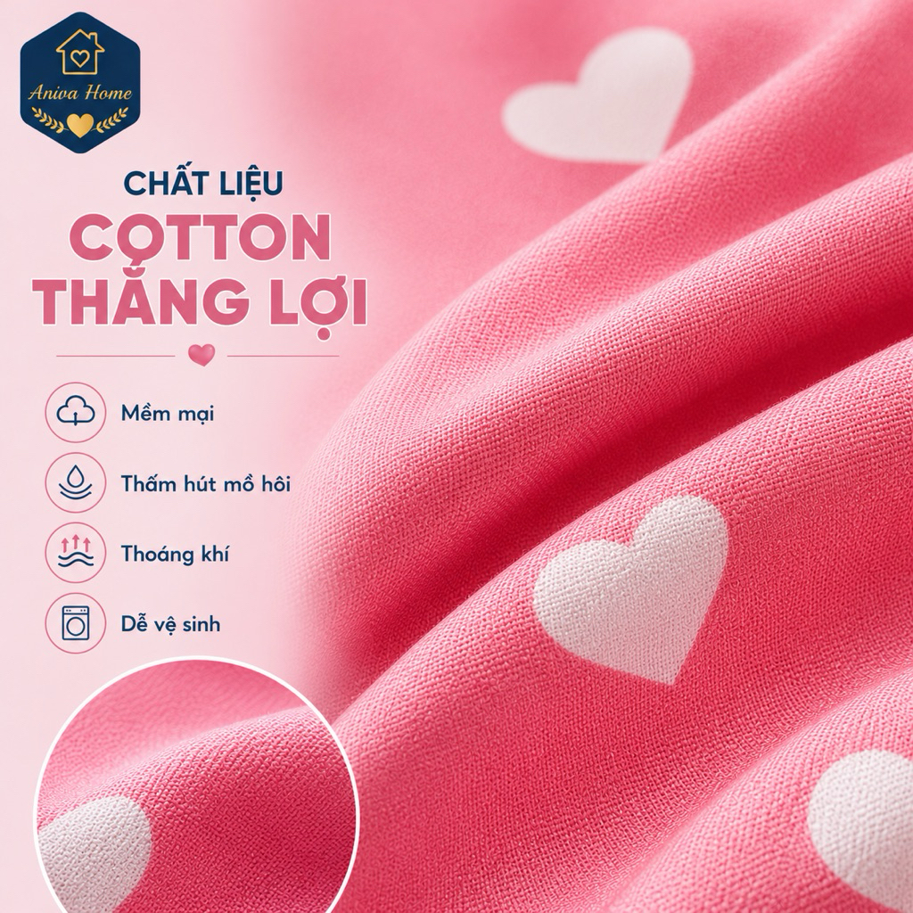Ga Lẻ Cotton Thắng Lợi Aniva Home - Ga Trải Giường Bo Chun 4 Góc, Mềm Mại, Thoáng Khí, Nệm 1m - 1m8