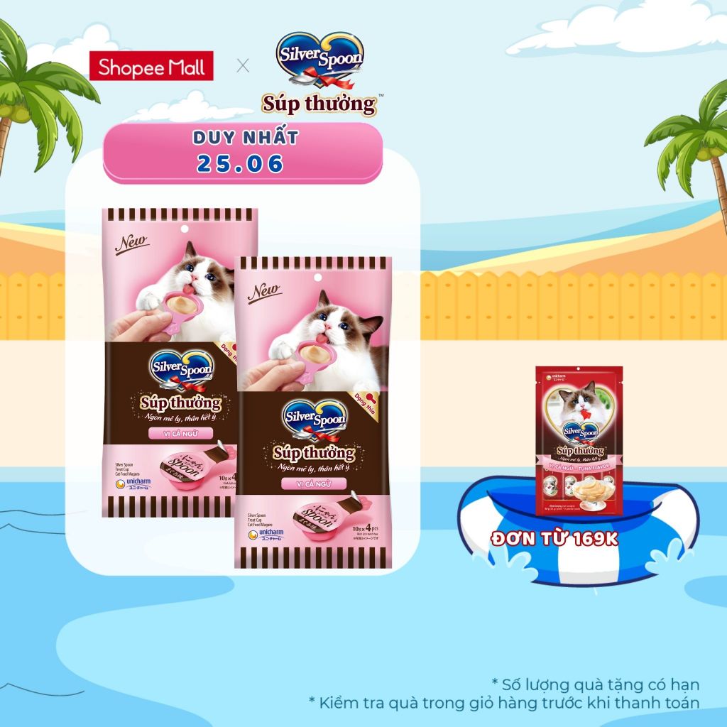 [V] Combo 2 Súp Thưởng Silver Spoon Dạng Thìa Cho Mèo Vị Cá Ngừ/Vị Cá Ngừ Vằn/Vị Thịt Gà/ Hải Sản/Cá Hồi (40g/gói)