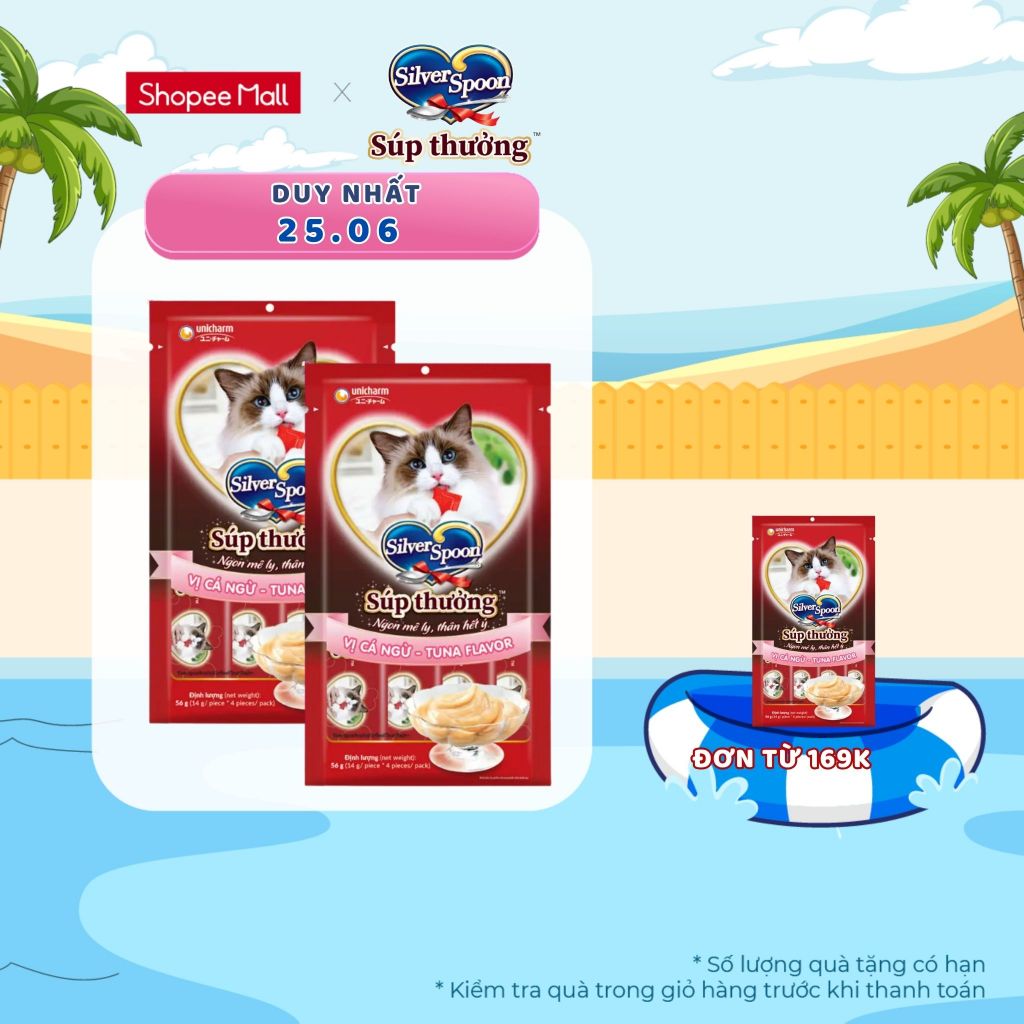 [V] Combo 2 súp thưởng dạng thanh cho mèo Silver Spoon 56g ( 4 thanh 14g) - 6 Vị Thơm Ngon - 100% thịt cá thật hảo hạng