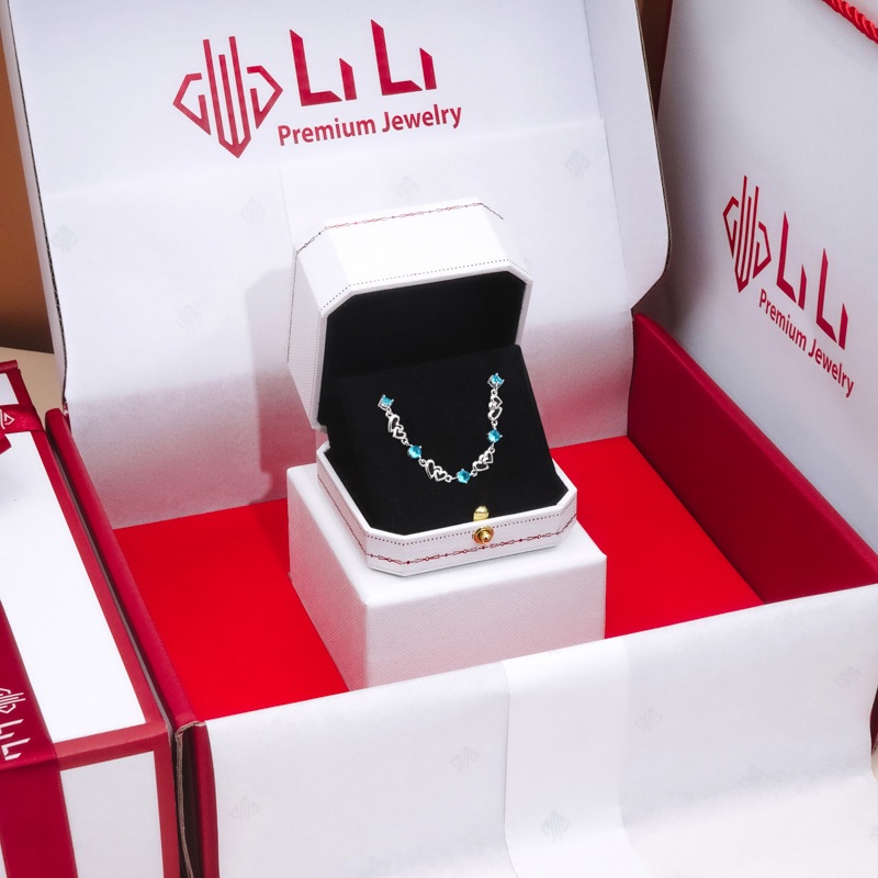 Lắc tay bạc nữ LiLi S925 đính đá CZ cao cấp hình trái tim ghép đôi tình yêu Anaya LILI_066425