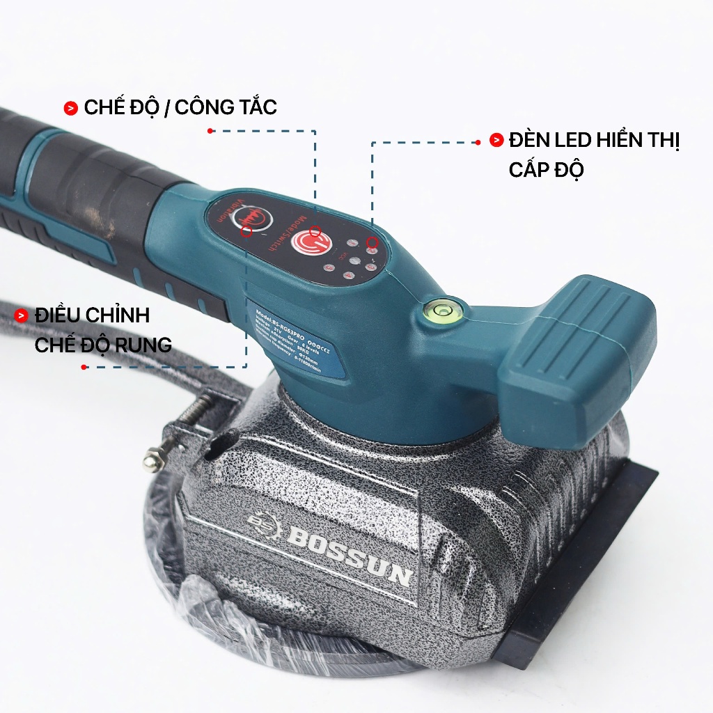 Máy rung gạch lát sàn chạy pin BS BOSSUN BS-RG63PRO Lực hút 90kg, Điều chỉnh tốc độ linh hoạt