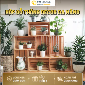 Thùng Gỗ Pallet Gỗ Thông Đa Năng Chống Mối Mọt - Hộp Gỗ Decor Cafe, Homestay Nhiều Size - TC Home